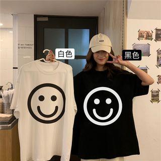 Elbow-sleeve Oversize Graphic T-shirt