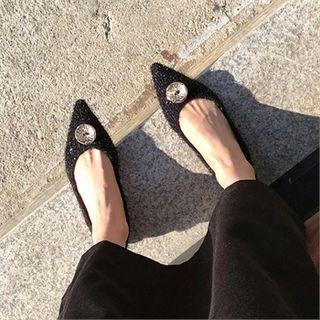 Pointy-toe Glittered Sling-back Pumps