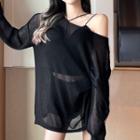 Long-sleeve Mesh Top / Camisole Top