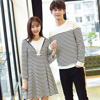 Couple Matching Stripe Sweatshirt / Long-sleeve Dress
