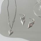 Heart Pendant Stainless Steel Necklace / Dangle Earring