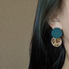 Leopard Print Round Sterling Silver Stud Earring 1 Pair - Green - One Size