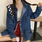 Pocket-detail Long-sleeve Denim Shirt Blue - One Size
