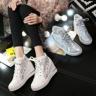 Platform Wedge Heel Lace Sneakers