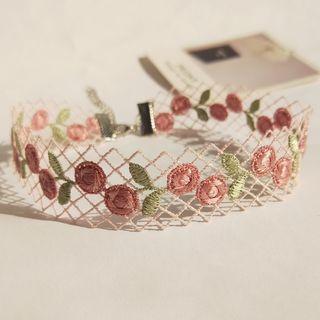 Flower Choker Snap Hook - Pink - One Size