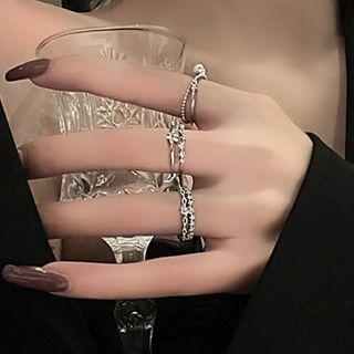 Rhinestone / Faux Pearl / Layered Alloy Ring / Set
