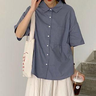 Elbow-sleeve Pocket Detail Shirt