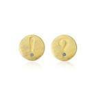 Sterling Silver Plated Gold Creative Simple Symbol Geometric Round Earrings With Cubic Zirconia Golden - One Size