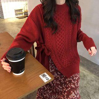 Tie-side Cable Knit Sweater