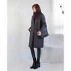 Notched-lapel Snap-button Padded Coat
