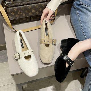 Fluffy Chunky Heel Mary Jane Pumps