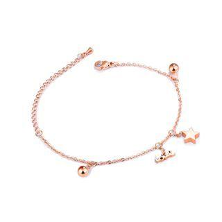 Simple And Fashion Plated Rose Gold Stars And Round Beads 316l Stainless Steel Bracelet Rose Gold - One Size