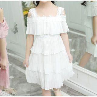 Cold-shoulder Plain Layer Dress