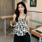 Print Camisole Top / Midi A-line Dress / Cardigan