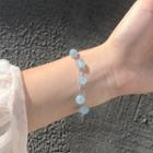 925 Sterling Silver Bead Layered Bracelet Light Blue Bead - Silver - One Size