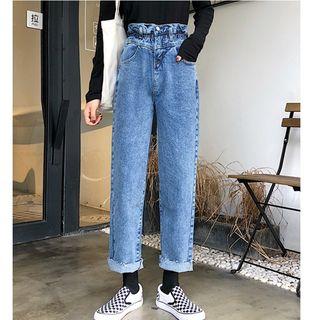 Wide High-waist Cropped Jeans