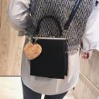 Faux Leather Heart Shape Pompom Shoulder Bag