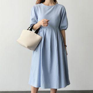 Short-sleeve Side-tie A-line Dress