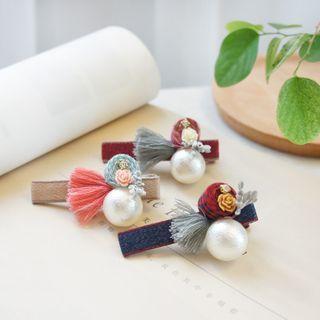 Faux Pearl Tassel Hair Clip