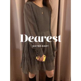 Round-neck Checked A-line Dress One Size