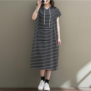 Short-sleeve Hooded T-shirt Midi Dress