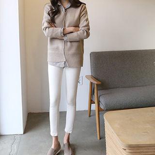 V-neck Asymmetric-hem Sweater