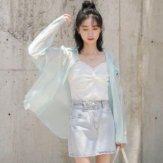 Embroider Floral Button-up Oversize Shirt