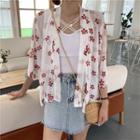Floral Light Jacket Red Flowers - White - One Size