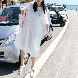 Peach Short-sleeve A-line Dress