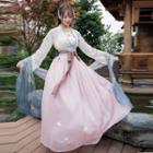 Flower Embroidered Hanfu Blouse / Camisole Top / Maxi A-line Skirt / Cape / Set