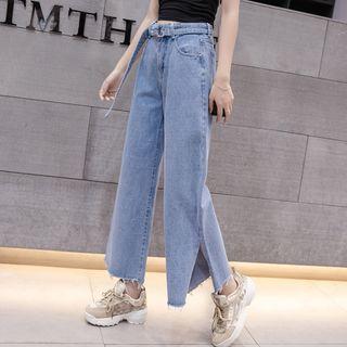 Wide-leg Slit-side Jeans