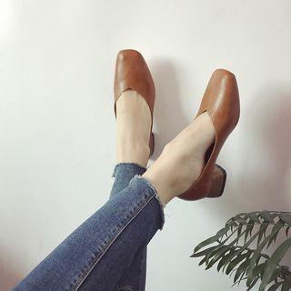 Chunky-heel Square-toe Pumps