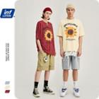 Unisex Sunflower-print Loose T-shirt