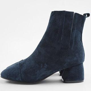 Block-heel Genuine-suede Short Boots