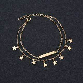 Alloy Bar & Star Layered Anklet