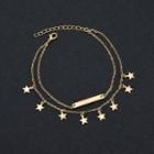 Alloy Bar & Star Layered Anklet