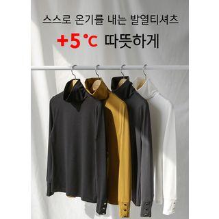 High-neck Buttoned-cuff Top