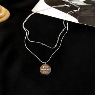 Lettering Pendant Alloy Necklace 1 Piece - Necklace - Silver - One Size