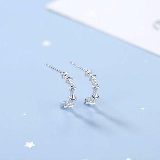 Bamboo Half-hoop Earring 1 Pair - Silver - One Size