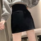 Zip-front Plain Mini Pencil Skirt