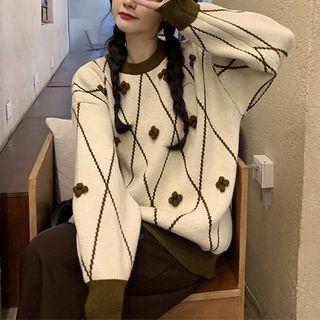 Floral Argyle Sweater
