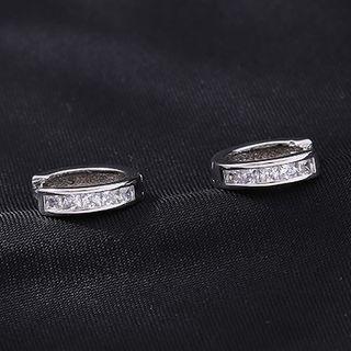 Rhinestone Sterling Silver Hoop Ear Stud