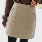 Inset Shorts Wool Blend Miniskirt