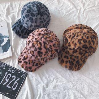 Faux Fur Leopard Print Cap