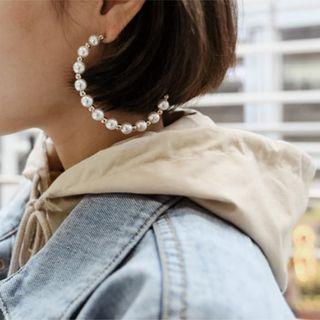 Faux Pearl Half Circle Earring