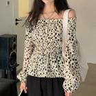 Off-shoulder Leopard Print Blouse