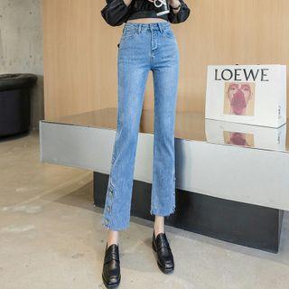 Button-up Cropped Boot-cut Jeans