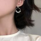 Alloy Heart Faux Crystal Hoop Earring 1 Pair - Silver Stud - Gold - One Size