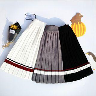 Contrast-trim Pleated Skirt