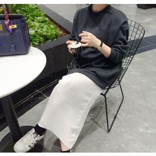 Pleated-hem Long Pullover Dress